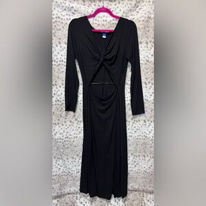 OLD NAVY TWIST FRONT FIT & FLARE CUT OUT MIDI DRESS